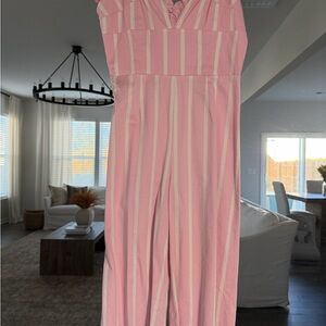 Gianni Bini Pink and White Striped Jumpsuit